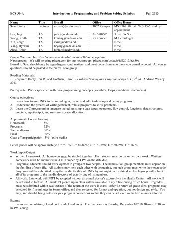 ECS 30 Syllabus - CS-CSIF