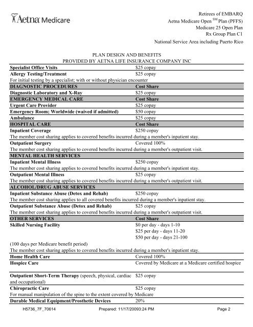 Medicare 25 Open Plan Rx Group Plan C1 PLAN ... - Aetna Medicare