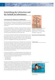 Entwicklung der Lehrweisen und der Technik im Schwimmen