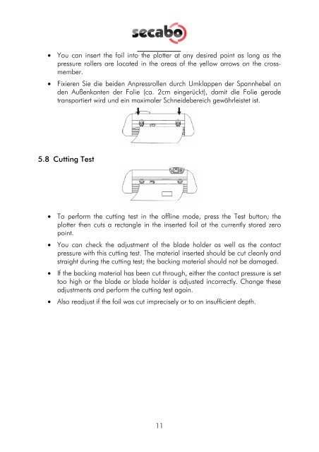 OPERATING INSTRUCTIONS for vinyl cutters Secabo C30III, C60III ...