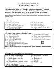 School Supplies List 2012-13 - Kent School District