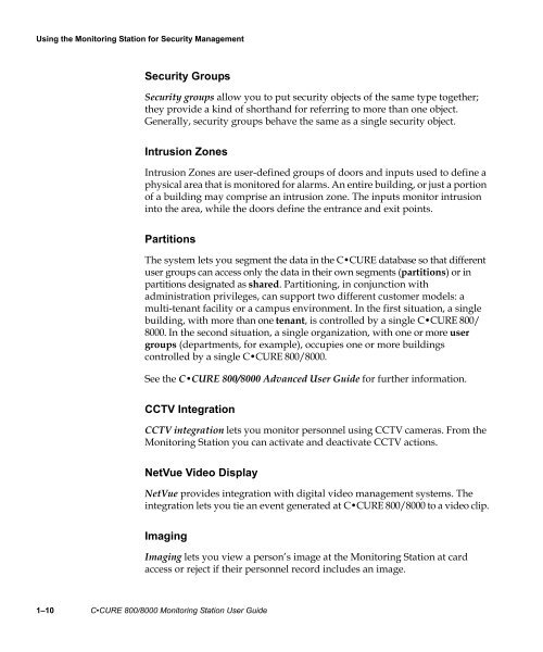 Câ¢CURE 800/8000 Monitoring Station Guide - Tyco Security Products