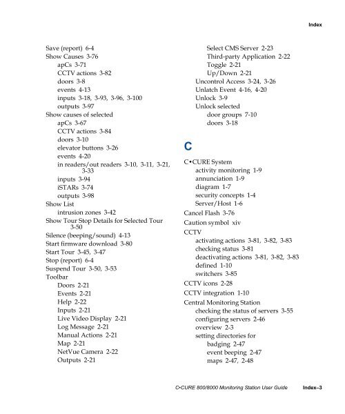 Câ¢CURE 800/8000 Monitoring Station Guide - Tyco Security Products