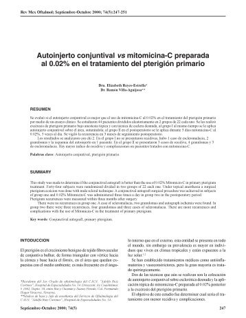 Autoinjerto conjuntival vs mitomicina-C preparada al 0.02% en el ...