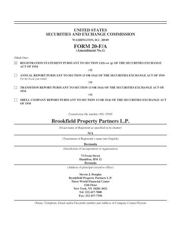 FORM 20-F/A Brookfield Property Partners L.P. - Brookfield Asset ...