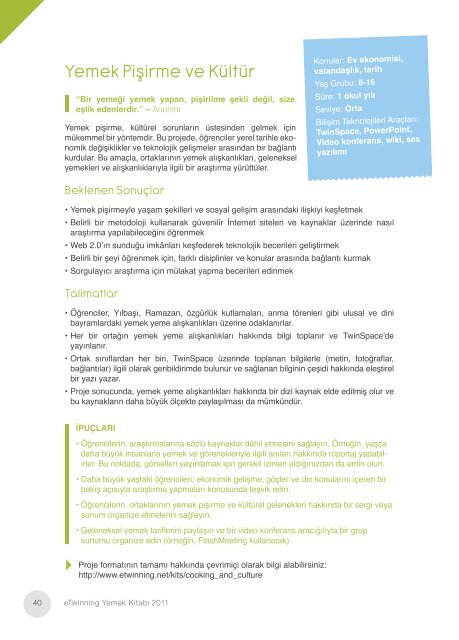 KitabÄ± eTwinning Yemek - European Schoolnet