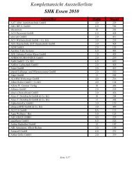 Komplettansicht Ausstellerliste SHK Essen 2010