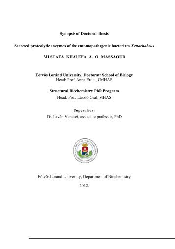 Synopsis of Doctoral Thesis Secreted proteolytic ... - ELTE TTK TEO