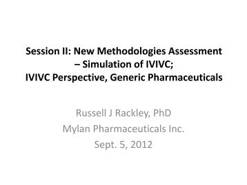 IVIVC Perspective, Generic Pharmaceuticals - PQRI