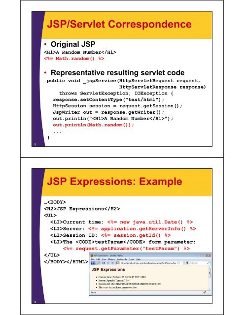 Invoking Java Code with JSP Scripting Elements - Java Programming