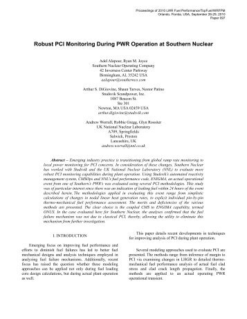 Robust PCI Monitoring During PWR Operation at ... - Studsvik