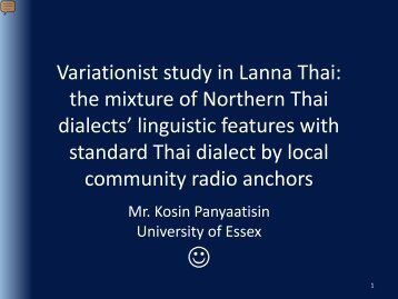 Code mixing in Lanna Thai: the mixture of Northern Thai dialects ...