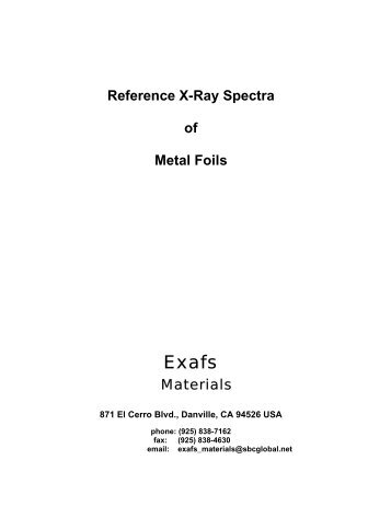 Reference X-Ray Spectra of Metal Foils Materials - CAMD