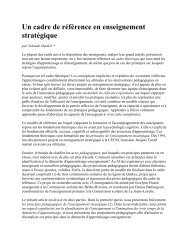 Un cadre de rÃ©fÃ©rence en enseignement stratÃ©gique