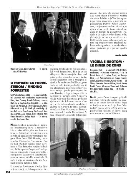 Hrvatski filmski ljetopis, broj 26 (2001) - Hrvatski filmski savez