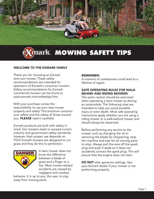 MOWING SAFETY TIPS - Exmark