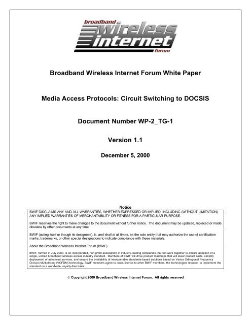 Broadband Wireless Internet Forum White Paper Media Access ...