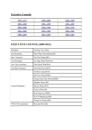 Executive Councils EXECUTIVE COUNCIL (2009-2012) - NTUC