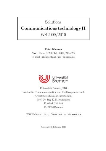 Solutions Communications technology II WS 2009/2010 - UniversitÃ¤t ...