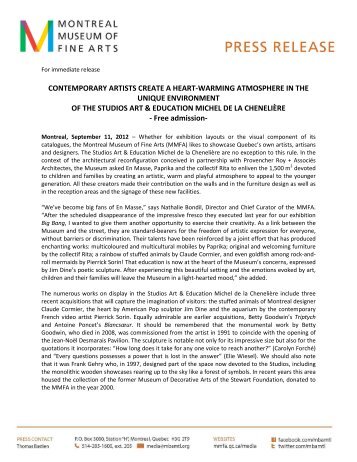 Download the press release - Musée des beaux-arts de Montréal