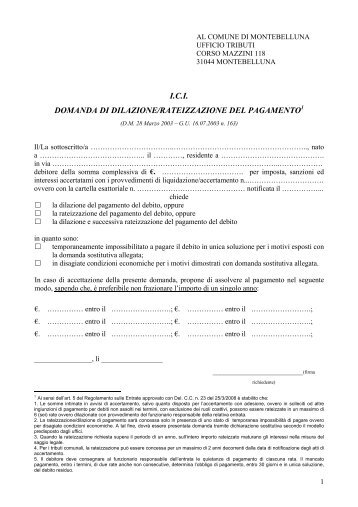 ici domanda di dilazione/rateizzazione del pagamento - Comune di ...