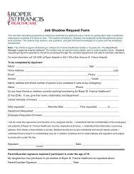 Job Shadow Request Form - Roper St. Francis Healthcare