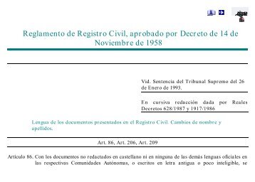Reglamento de Registro Civil, aprobado por Decreto de 14 de ...