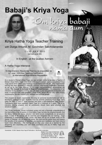 Download pdf program - Babaji's Kriya Yoga