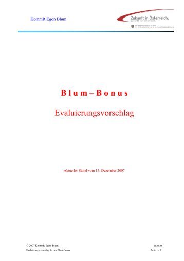 Blum-Bonus (Projekt 06) Evaluierungsvorschlag Stand ... - Egon Blum