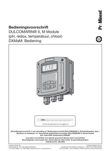 Bedieningsvoorschrift DULCOMARINÂ® II, M Module (pH ... - ProMinent