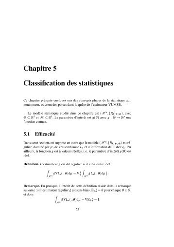 Chapitre 5 Classification des statistiques - ENS de Cachan ...