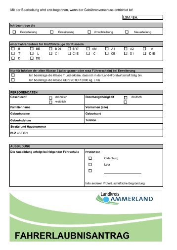 FÃ¼hrerschein - Fahrerlaubnisantrag - KDO-KIM