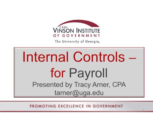 Internal Controls for Payroll - Tracy Arner