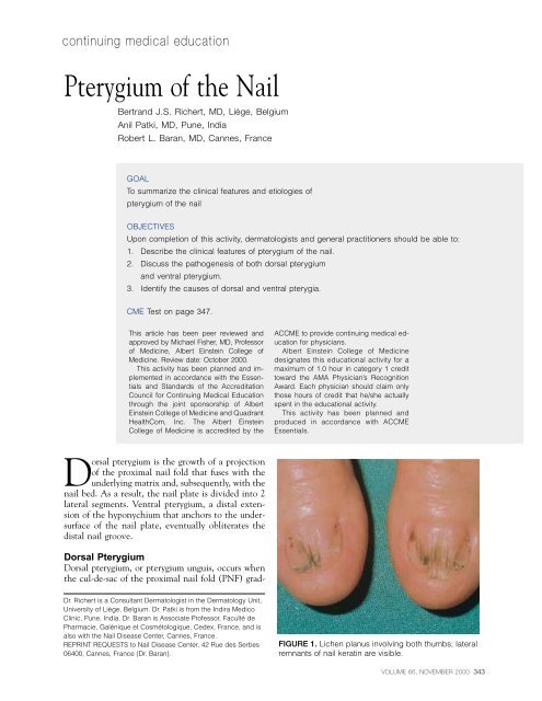 Pterygium of the Nail - Cutis
