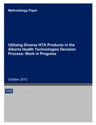 Utilizing Diverse HTA Products - Institute of Health Economics