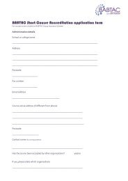 BABTAC Short Course Accreditation application form