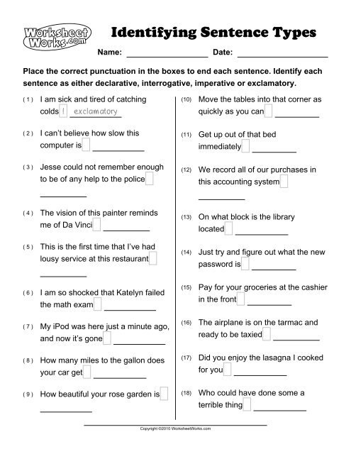 Identifying Types Of Sentences Quiz