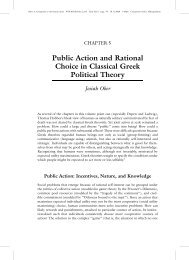 Public Action and Rational Choice in Classical Greek Political Theory