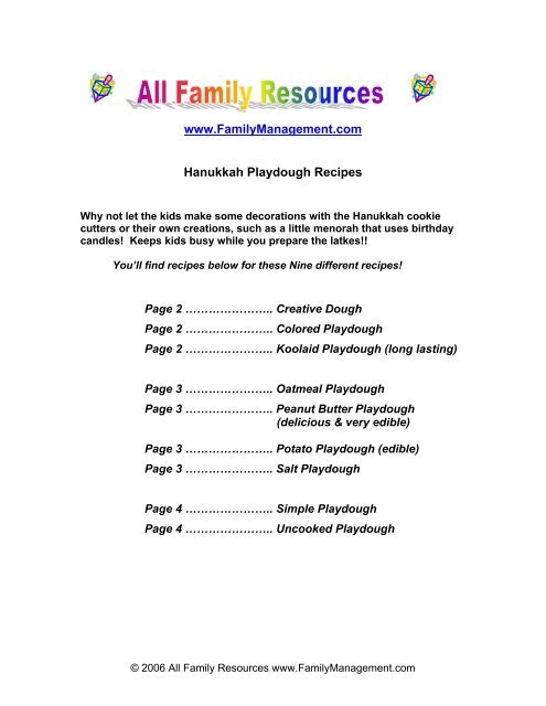 Hanukkah Playdough Recipes - Family Resources