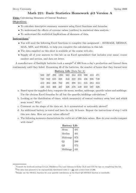 statistics homework assignments