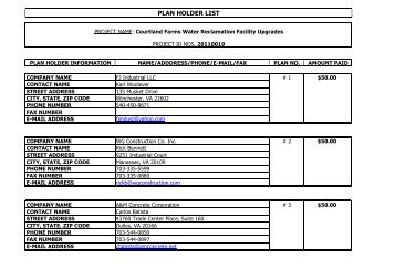 PLAN HOLDERS LIST 20110019 - Loudoun Water