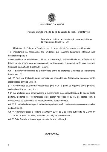 MINISTÃRIO DA SAÃDE Portaria GM/MS nÂº 3432 de 12 ... - Assobrafir