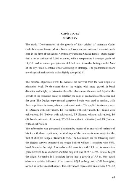 Tesis previa a la obtenciÃ³n del TÃ­tulo de Ingeniera Forestal AUTOR ...