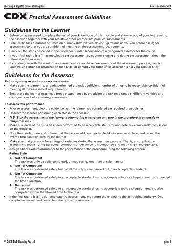 Inspect Power Steering Fluid Rubric