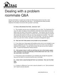 Dealing with a problem roommate Q&A - TRAC Tenant Resource ...