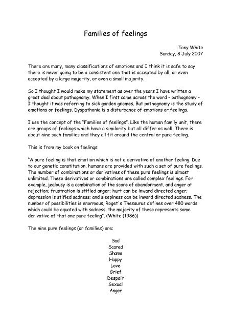 Theory Of Emotions Tony White - 