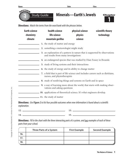 Glenoce Science Level Red Study Guide - Glencoe