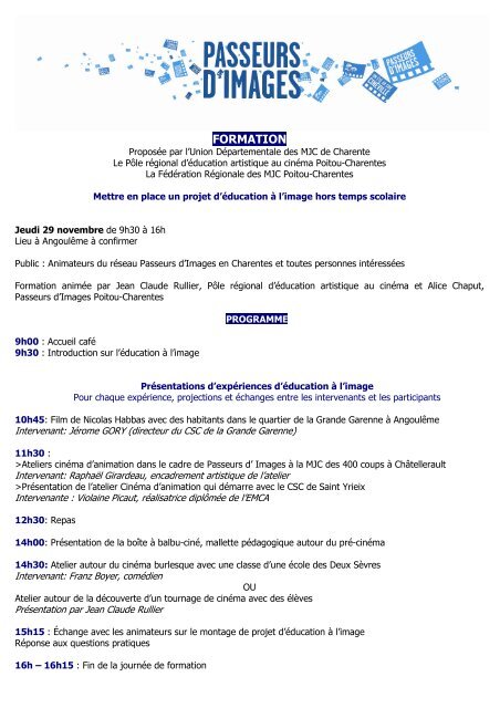 Formation Mettre en place un projet d'Ã©ducation Ã  l'image