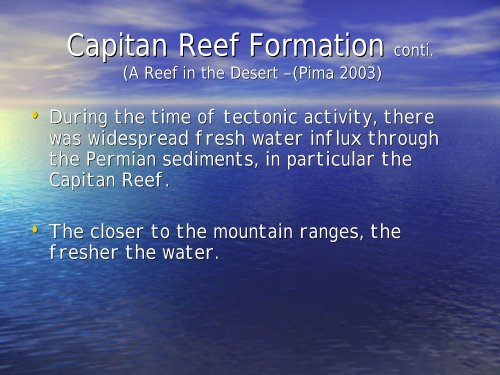 Capitan Reef, A Brackish Water Resource