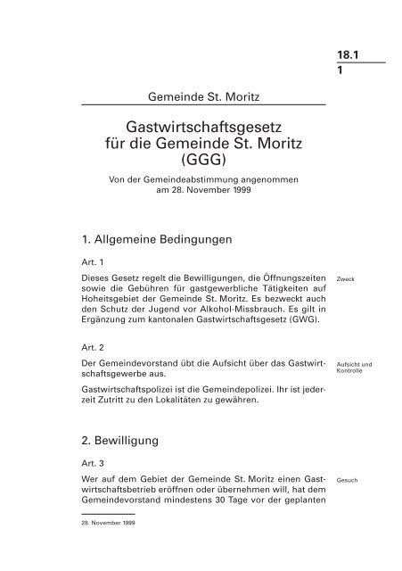 18.1 Gastwirtschaftsgesetz fÃ¼r die Gemeinde St. Moritz (GGG) (PDF ...